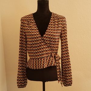 Nasty Gal After Party Long Sleeve Tie Blouse